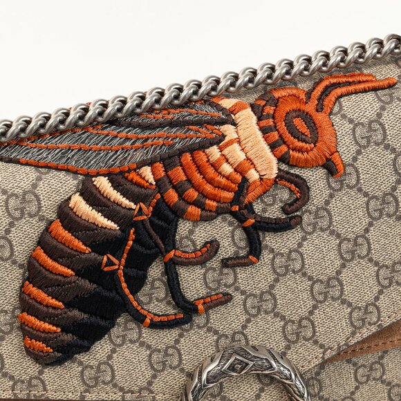Gucci Dionysus Beige Ebony GG Supreme Monogram Limited Edition Bee Bag - Picture 8 of 15